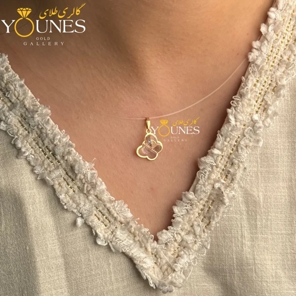 آویز طلا سواروسکی پروانه ای صورتی کم رنگ